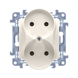 Simon 10 Gniazdo bez uziemienia podwójne 16A z. śrub. krem