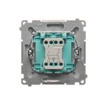 Simon Basic Łącznik dwubiegunowy z podświetleniem LED 10A 250V szybkozłączka stal inox BMW2L.01/21 KONTAKT