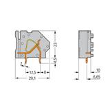 złączka do płytek drukowanych żółto-zielona raster 10 mm