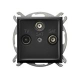 ARIA Gniazdo antenowe RTV-SAT z dwoma wyjściami SAT kolor czarny metalik GPA-U2S/m/33 OSPEL