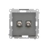 Simon 55 Gniazdo antenowe typu /F/ podwójne Do instalacji indywidualnych Grafitowy mat