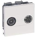 MOSAIC GNIAZDO POJEDYNCZE TV-RD PRZELOTOWE - 2 MODYŁU BIAŁE TŁUMIENIE 14 DB, Legrand