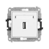 MINI Gniazdo pojedyncze USB A-A 2.0 biały mat 25MGUSB-1 KARLIK