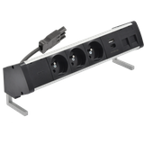 SIMON 480 TS48-410E30BK0-40 Biurkowy zestaw gniazd 3 gn. typ E + ładow. USB A+C i płytka dla 2 złącz