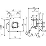 Zacisk do rynny, do zawiniętych brzegów 16-22 mm, Cu