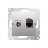 Simon 54 Gniazdo antenowe typu +RJ45 kat.6 srebrny mat