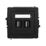 DECO Gniazdo podwójne 2xUSB A-A 2.0 czarny mat 12DGUSB-2 KARLIK