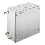 KTB FS 303015 S4E4 Metalowa obudowa iskrobezpieczna, 306 x 306 x 150 mm, element polerowany elektrolitycznie, Płytka kołnierzowa: Tak, na dole, u góry, z lewej strony, z /1szt./ 1195840000 WEIDMÜLLER