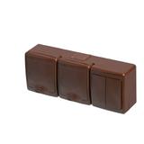 Wyłącznik BETA1, pojed., świecznikowy z gniazdem BETA1, podwójnym, 2x2P+Z, IP44, brązowym, ob. brąz*