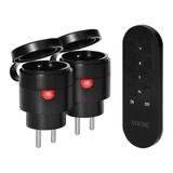 Zestaw bezprzewodowych gniazd MINI Schuko, sterowanych pilotem 2+1, 2300W, IP44
