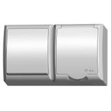 FALA Łącznik jednobiegunowy + gniazdo pojedyncze schuko wieczko w kolorze wyrobu - kolor biały