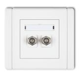 FLEXI Gniazdo antenowe podwójne typu F (SAT) niklowane biały