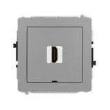 DECO Mechanizm gniazda pojedynczego HDMI 2.0, bez pola opisowego szary mat