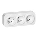Gniazdo potrójne natynkowe ToDo 2P+Z IP20, 16A, 230V AC, 16A, 230V AC, biały, 10 sztuk