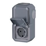 NOWE PLEXO - GNIAZDO SCHUKO 2X2P+Z PIONOWE KOMPLET NATYNKOWY 16A-250V SZARE 069744L LEGRAND