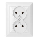 Gniazdo podwójne podtynkowe 2x2P+Z Pearl, 16A, 250V, PT-6 P, biały