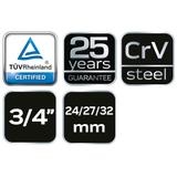 Klucz do kół krzyżakowy, 24 x 27 x 32 mm, 3/4"