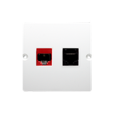 Simon Basic Gniazdo komputerowe RJ45 kat.5e+telefoniczne RJ12 Montaż gniazda na wkręty do puszki bia