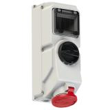 GNIAZDO Z WYŁĄCZNIKIEM 0-1, BLOKADĄ MECHANICZNĄ I SZYNĄ DIN TH35 32A 400V 3P+Z+N IP44 IP44