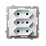 SONATA Gniazdo potrójne EURO z przesłonami torów prądowych - kolor biały