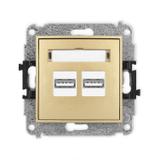 ICON Mechanizm ładowarki USB podwójnej 2xUSB A, 15,5W max., 5V, 3.1A złoty