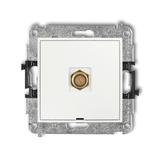 MINI Mechanizm gniazda antenowego pojedynczego typu F (SAT) pozłacany, bez pola opisowego biały