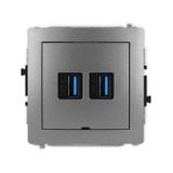 DECO Mechanizm gniazda podwójnego 2xUSB A-A 3.0, bez pola opisowego grafitowy