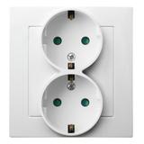 AS Gniazdo podwójne z uziemieniem schuko z przesłonami torów prądowych, kompletne z ramką - kolor bi