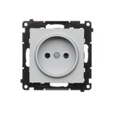 Simon 55 Gniazdko wtyczkowe bez uziemienia z przesłonami szybkozłączka Aluminium mat TG1CZ.01/143 KONTAKT