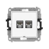 ICON Mechanizm gniazda komputerowego podwójnego 2xRJ45, kat. 6, ekranowany, 8-stykowy, bez pola opis