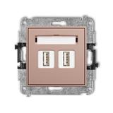 ICON Gniazdo podwójne 2xUSB typ A-A 2.0 łososiowy 62IGUSB-2 KARLIK