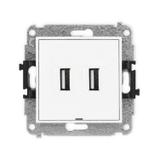 MINI Gniazdo podwójne 2xUSB A-A 2.0, bez pola opisowego biały MGUSBBO-2 KARLIK
