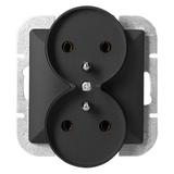 Gniazdo podwójne podtynkowe 2x2P+Z Pearl, 16A, 250V, PT-6 PR, czarny OR-OE-7706/B ORNO