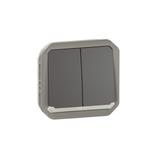 NOWE PLEXO - ŁĄCZ. PODWÓJNY/PRZY. PODWÓJNY Z PODŚWIETL. MECH 10AX-250V ANTRACYT 069806L LEGRAND