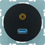 BERKER R.1/R.3 Gniazdo USB/3.5mm audio czarny 3315392045 HAGER