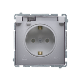 Simon Basic Gniazdo wtyczkowe Schuko do wersji IP44 16A 250Vzaciski śrubowe stal inox. Klapka transparentna BMGSZ1B.01/21A KONTAKT