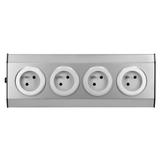 Gniazda meblowe, kuchenne montowane na rzepy 4x2P+Z INOX, FS-1 ORNO