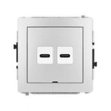 DECO Mechanizm gniazda podwójnego 2xUSB C-C, bez pola opisowego srebrny metalik