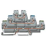 Złączka szynowa 3‑pietrowa 2,5mm2 PE / N / L szara 870‑567 WAGO