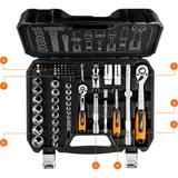 Klucze nasadowe 1/2", 1/4", zestaw 73 szt., CrV