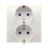 Simon 54 Gniazdo Schuko z przesłonami podwójne 16A z. śrub. kremowy