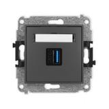 MINI Gniazdo pojedyncze USB A-A 3.0 grafitowy mat 28MGUSB-5 KARLIK