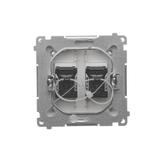 Simon Basic Gniazdo komputerowe RJ45 kategoria 6 podwójne z przesłoną przeciwkurzową . Montaż na łapki lub wkręty satynowy BM62.01/29 KONTAKT