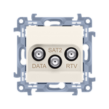 Simon 10 Gniazdo antenowe końcowe RTV-DATA-SAT 1x wejście: 5÷2400 MHz krem