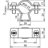 Wspornik do H VI/CUI, o fi 20-23 mm z otworem 10x5.5 mm, stal nierdzewna NIRO