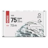 Lampki świateczne nano łezki 75 LED 7,5m zimna biel zielony przewód IP44 timer D3AC04 EMOS