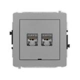 DECO Mechanizm gniazda komputerowego podwójnego 2xRJ45, kat. 6, ekranowany, 8-stykowy, bez pola opis