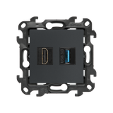 Simon 24 Gniazdo HDMI 2.1 + USB A 3.0 grafit mat NGHDUSB3.01/38