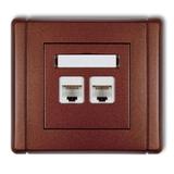 FLEXI Gniazdo komputerowe podwójne 2xRJ45, kat. 6, ekranowane, 8-stykowe brązowy metalik