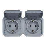 NOWE PLEXO - GNIAZDO SCHUKO 2X2P+Z POZIOME MECHANIZM 16A-250V SZARE 069576L LEGRAND